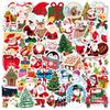 50-Pack Waterproof Christmas Cartoon Stickers: Santa, Tree & More for Notebooks and Luggage.