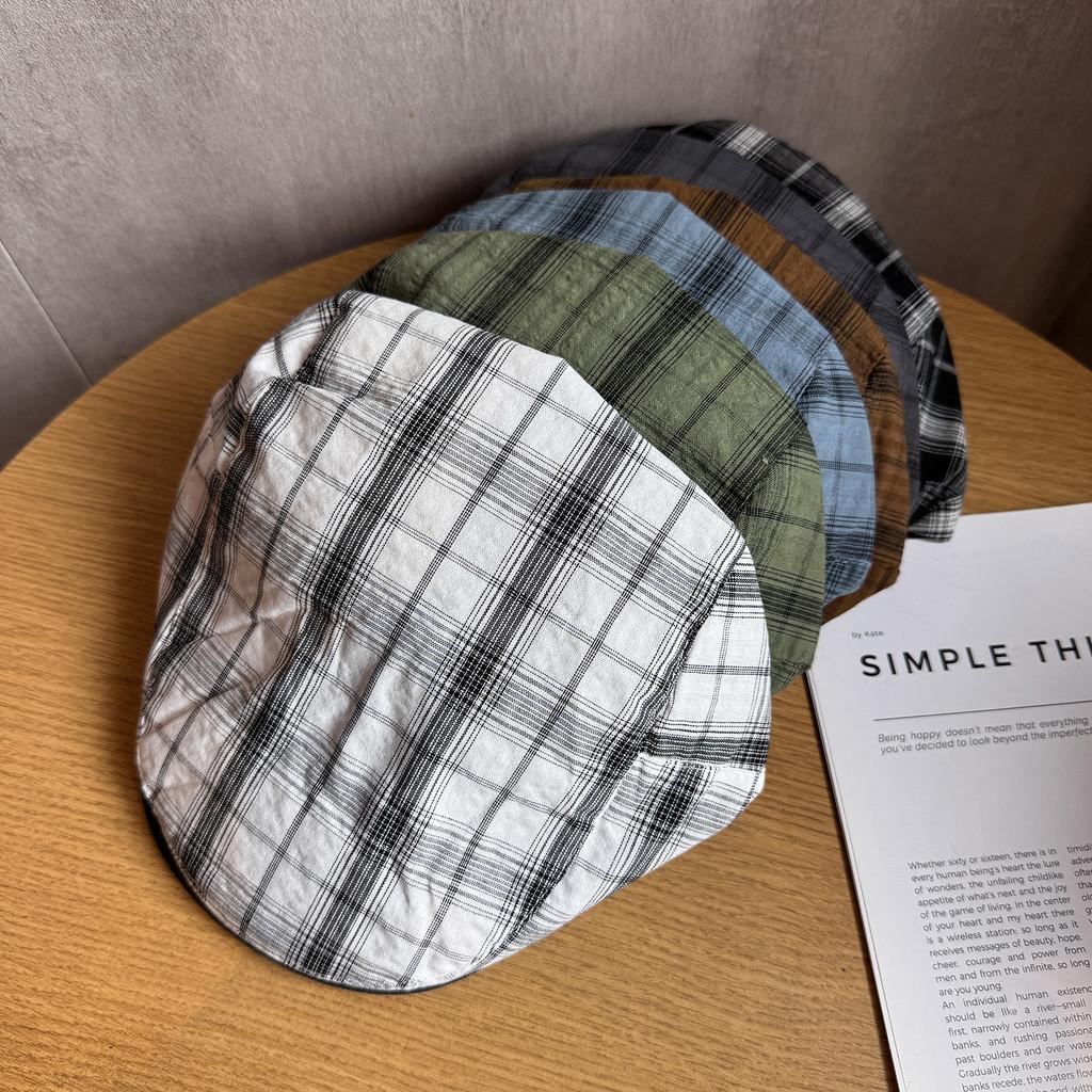 Vintage Plaid Forward Cap For Women Men Summer Sun Hat With Breathable Cotton Material