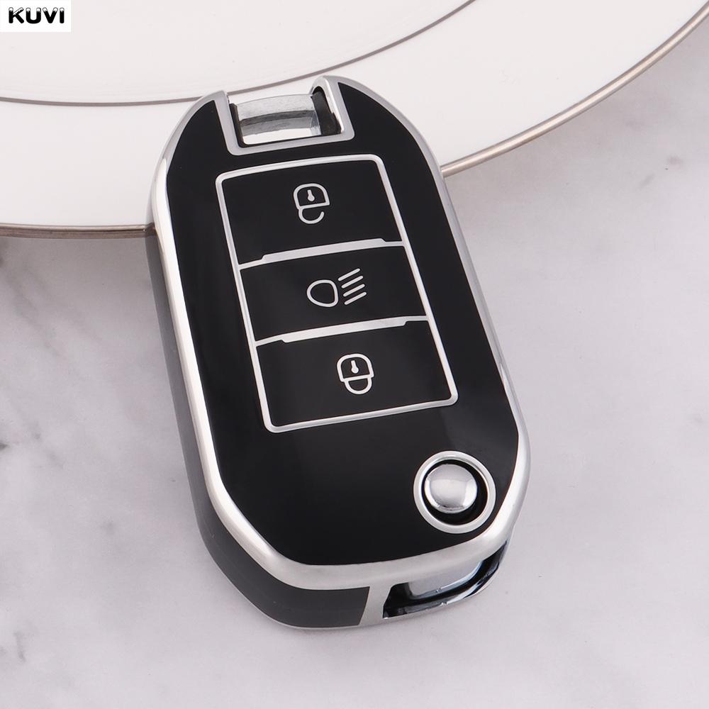 Hot TPU Car Flip Key Case Cover Shell For Peugeot 208 308 408 508 2008 3008 4008 5008 For Citroen C3 C4 CACTUS C6 C8 Accessories