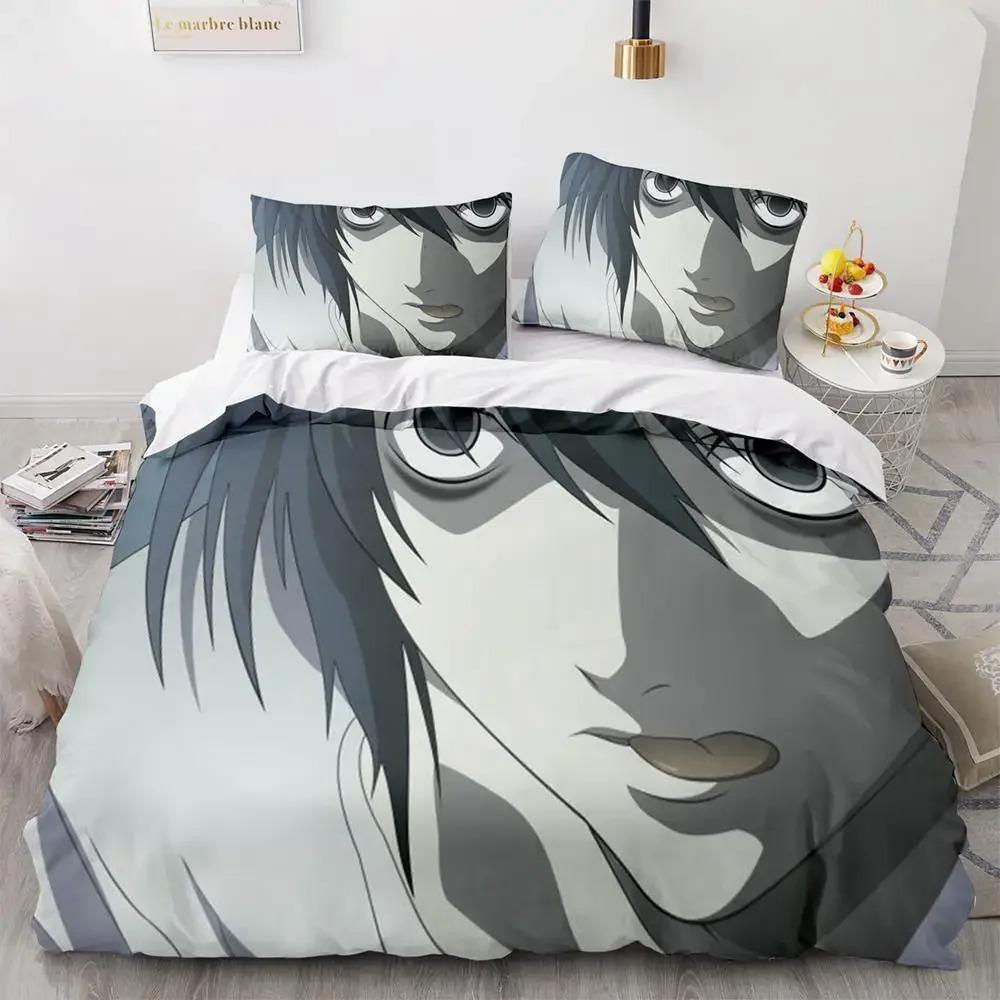 Death Note Bedding Set Single Twin Full Queen King Size Bed Set Adult Kids Bedroom Duvet Cover Sets 3D Print Anime Death Note A