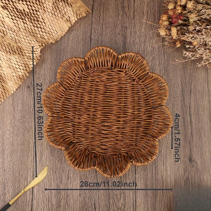 3PCS/SET Rattan Style Woven Storage Basket for Living Room Home Multipurpose Fruit Snack Candy Dessert Tray