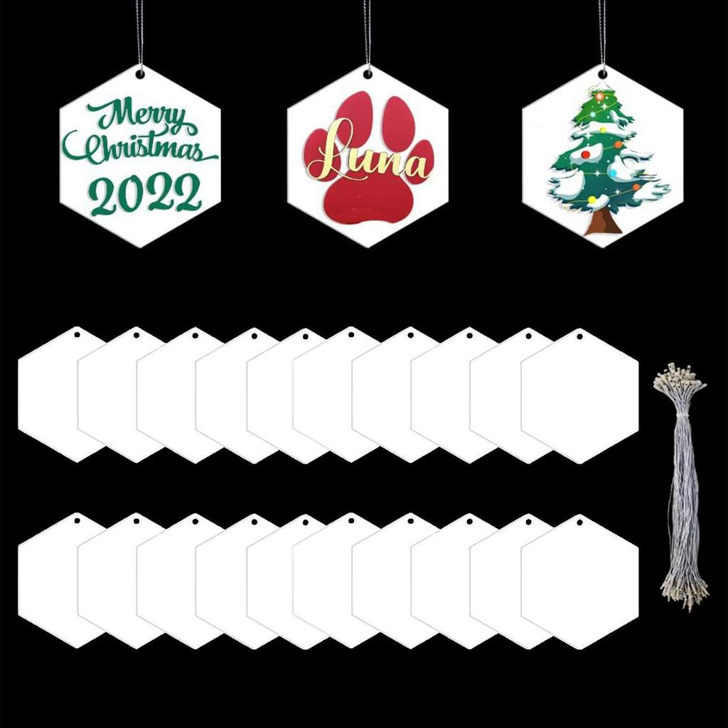20-Piece Acrylic Christmas Ornaments Set for Personalized Holiday Decor