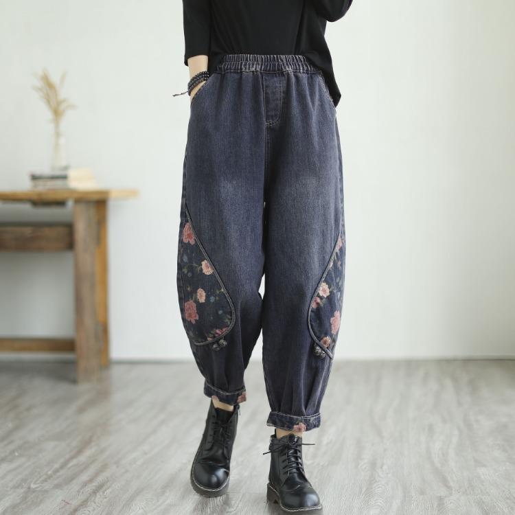 Printed Harun Jeans for Women Spring and Autumn New Item Plus Size Autumn Middle-aged Mom Loose Pants