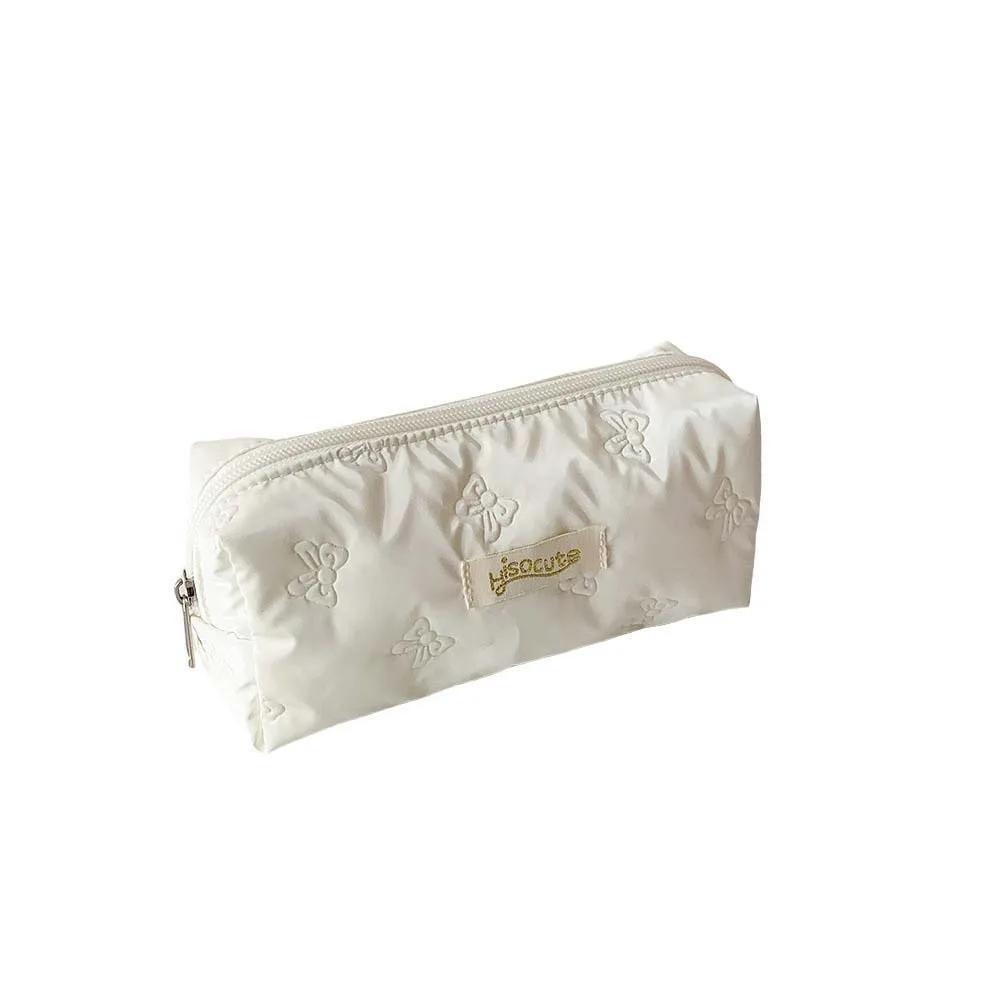 Bowknot Y2K Bow Stationery Bag Desktop Storage Cosmetics Card Pen Korean Style Pencil Case Pink White Silver Large Capacity