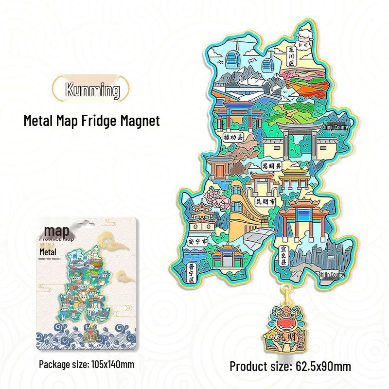 3D China Karte Anhänger Kühlschrankmagnet – Stadt Touristen Souvenir & Kulturelle Dekoration