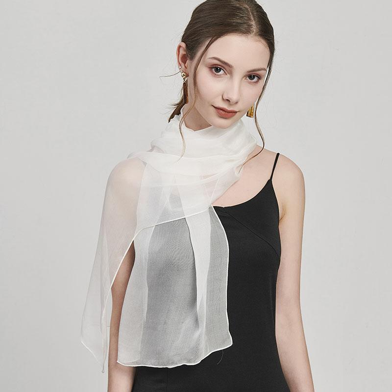 100% Pure Silk Chiffon Scarf Solid Red Long Neck Scarves Women Kerchief Bufanda Mujer Summer Thin Real Silk Hair Scarves Foulard