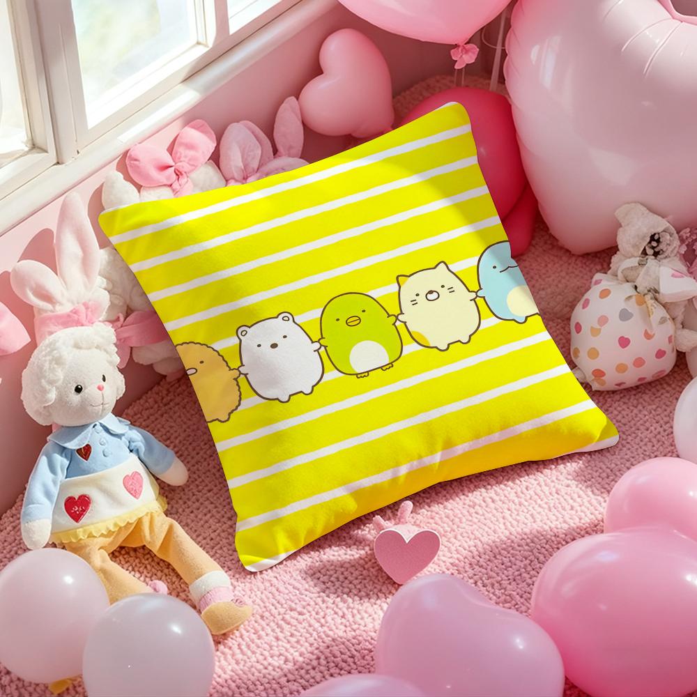 S-Sumikko Gurashi Exquisite Pillow Case Soft Plush Fabric Double-Sided Printed Cushion Cover Warm Winter Sofa Pillow Case