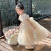 Kids Dress Girls'  Princess Birthday Party Bow Summer Skirt Baby Girl's Bubble Sleeve Mesh Sequin Sweet Cute Dress