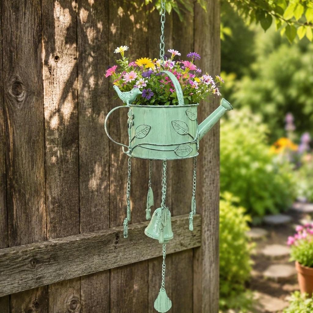 Watering Can Metal Wind Chime Decorative Ornament Unique Hanging Display Windchime for Home Yard
