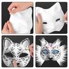 Cats  Foxes Mask with Furs Eye Mesh Felts Sheet Therians Dress Up Mask to Paint for Halloween Masquerade Cosplay Party
