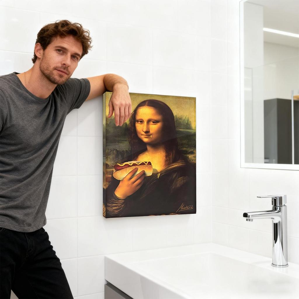 Mona Lisa Badezimmer Kunst Humor Skurril Wohnkultur Badezimmer Wandmalerei Dekoration für Zuhause Zimmer Wohnung Urlaub Party