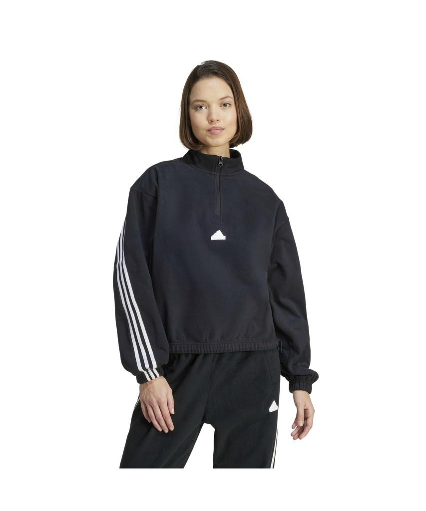 Adidas Future Icon Polar Fleece Zip Top JNV01 Black 3-Stripes 1/4 Women's (IV7511) J/M