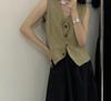2024 Korean V-Neck Linen Slim Vest: Summer Sleeveless Single-Breasted Top