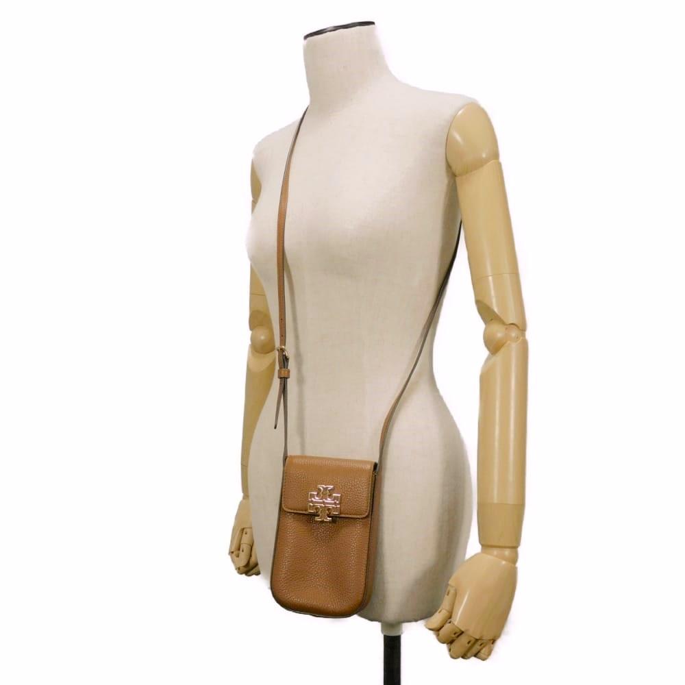 Used Britten Phone Crossbody Case (10833) 151007 7921, Pebbled Brown, Pochette, Smartphone Case with Double T Logo