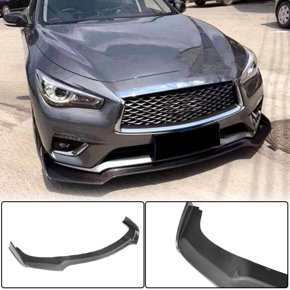 Накладка на передний бампер Lip V1 (для Q50 Base 2018-2023, Карбон) для Infiniti Q50/Q60