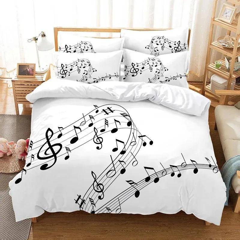 3d Music Bedding Set Digital Printing Bed Linen Queen Size Bedclothes Drop Ship Fashion Design Black And White Duvet Cover Sets