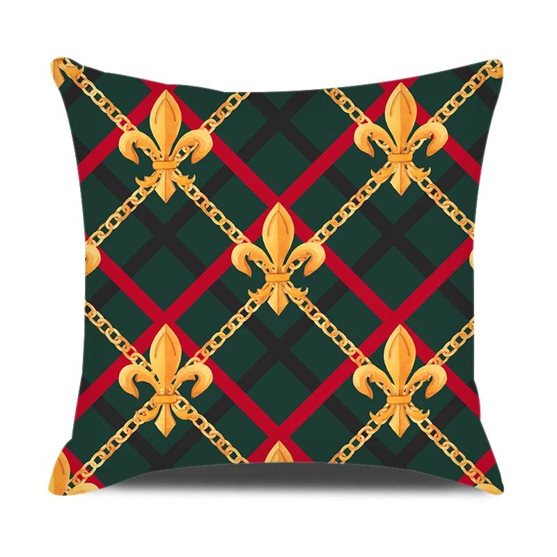 European Style Home Decorative Cushion Cover 18X18 Inches Geometric Printed Throw Pillowcase Baroque Decor Pillow Cover For Sofa