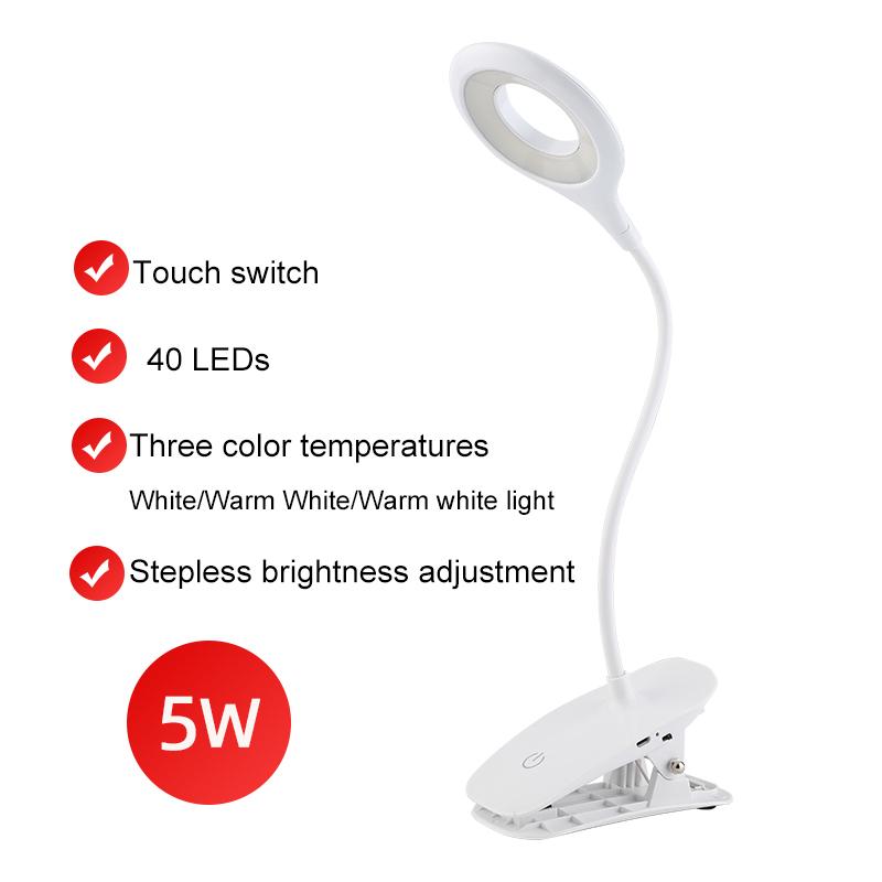 FASHION LED Desk Lamp Clip On Type USB Charging With Built In Lithium Battery Touch Dimming Student Learning Reading Table Lamp