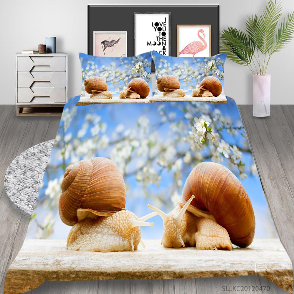 Bedding Cover Suit 2/3 Pcs Snail Home Bedclothes Unique Design Insects Quilt Covers with Pillowcase Bed Sets