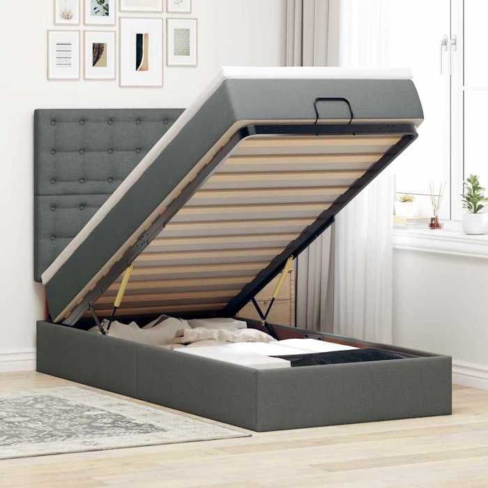 Maison Exclusive - Cadre de lit ottoman avec matelas gris foncé 80x200 cm tissu