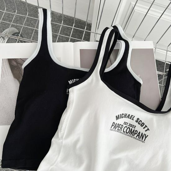 Dámské pikantní colorblock tílko: Letní vnitřní/vnější oblečení s detailním nápisem