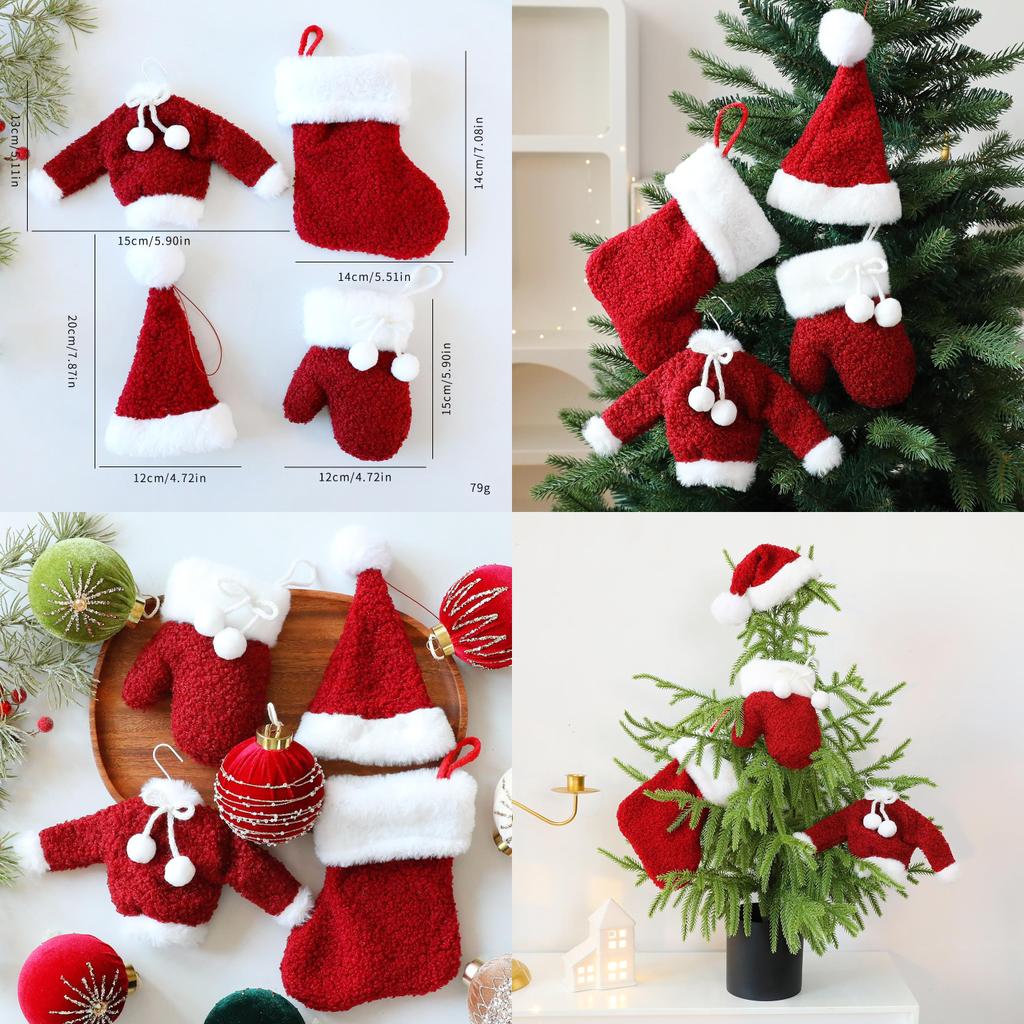 Tree Christmas Decorations With Socks Hat Gloves For Holiday Home Gift Decor