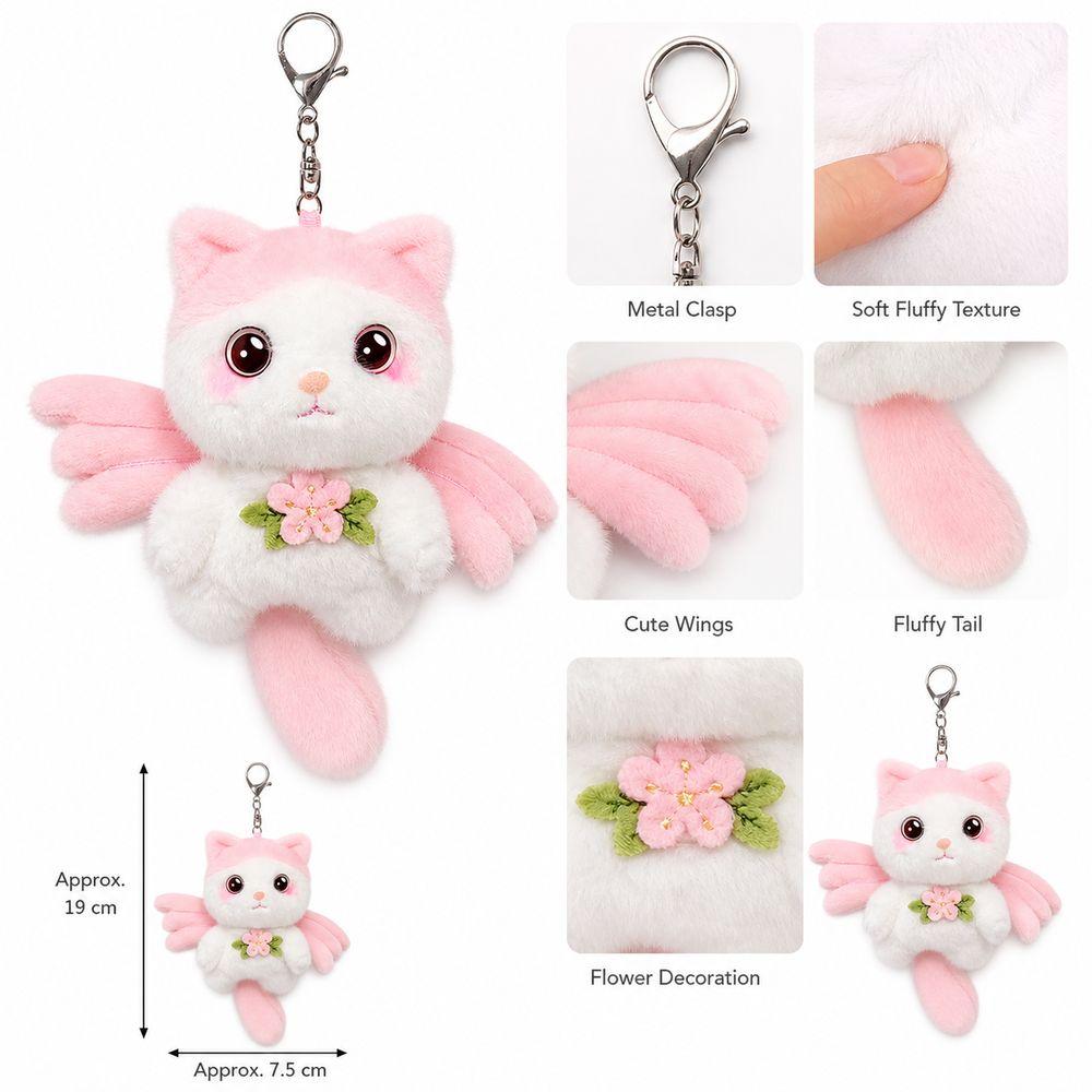 Metal Clip Cat Bag Charm Kitten Pendant Plush Animal Keyring Backpack Accessories