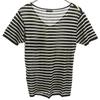 SAINT LAURENT made in Italy Border Pattern Short sleeve V neck knit XS Women Used
