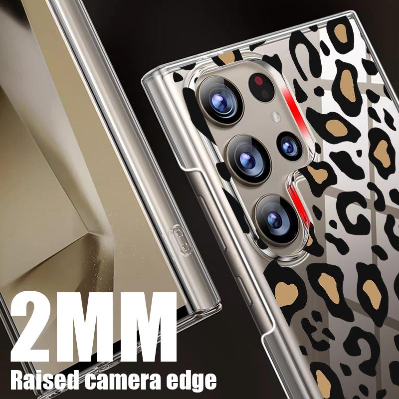For Samsung S24 Ultra S23 Plus S21 S20 FE A54 A52 A34 Cover Shockproof Stylish Slim Leopard Pattern Hard Clear PC Phone Case