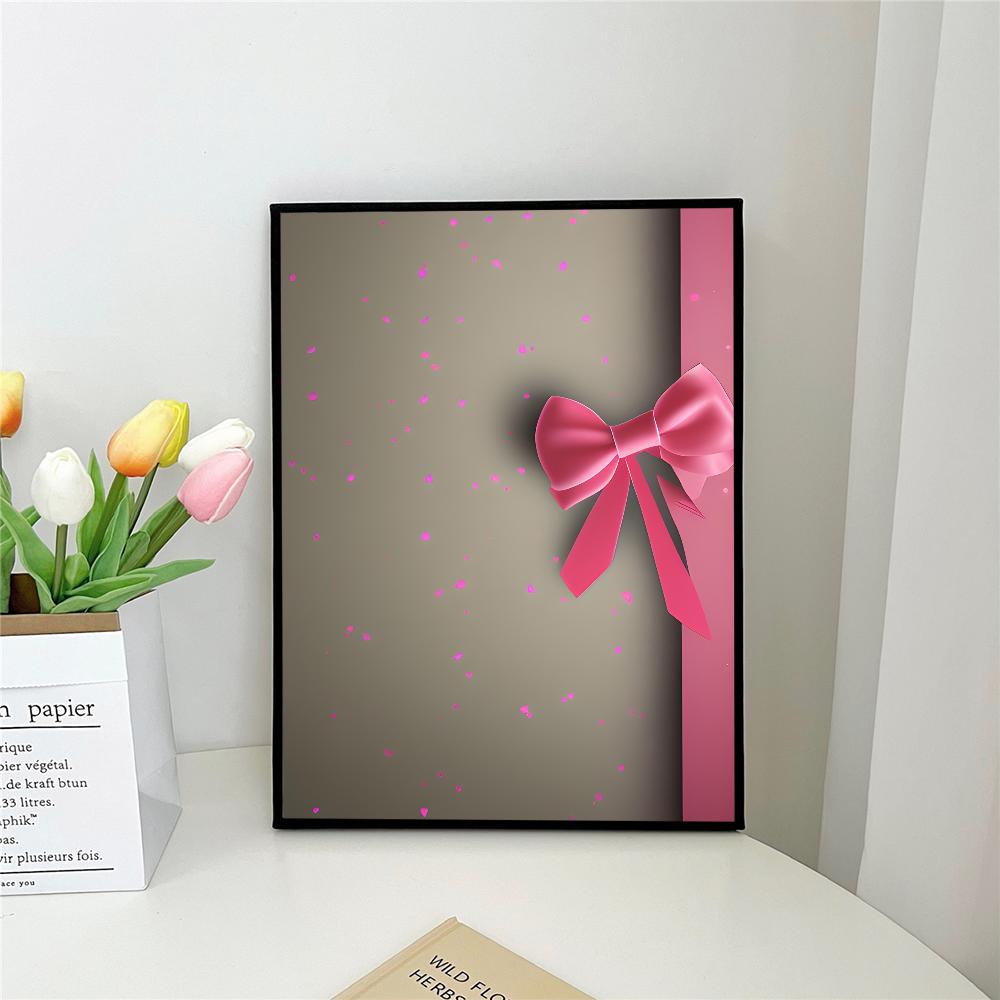 1pc Vintage Trendy Art Pink Bows Colorful Cherry College Poster Self-adhesive Art Waterproof Paper Sticker Wall Decor