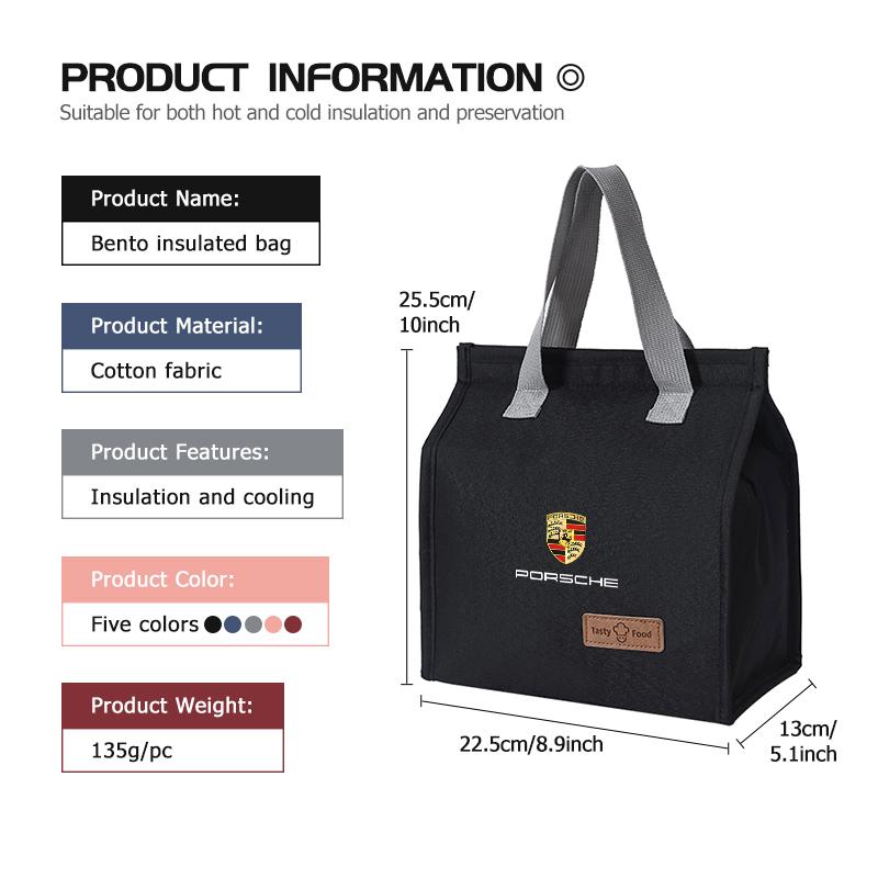 For Porsche Portable Oxford Lunch Bags Fresh Cooler Pouch Container Bag Cayenne Boxster Macan 968 Panamera 911 Carrera-GT 918