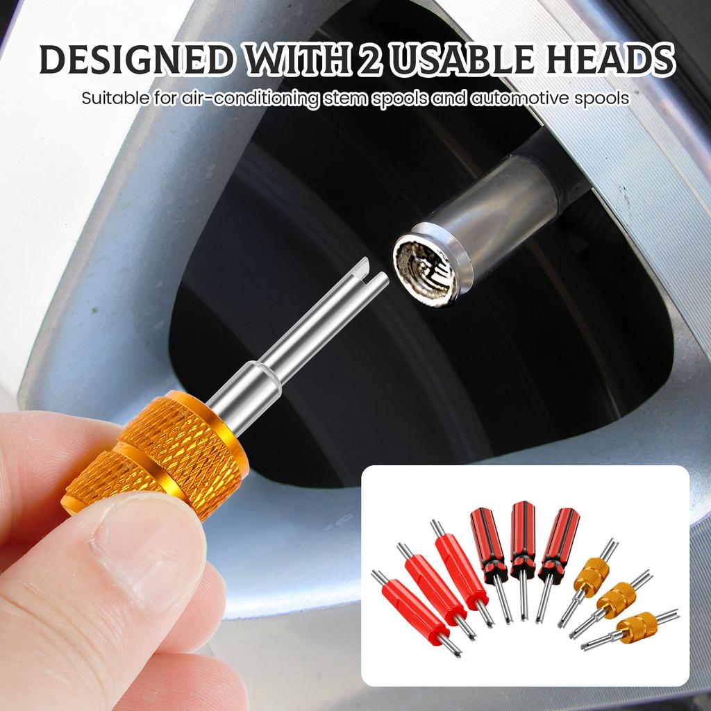 18Pcs Valve Core Wrench Tools Double Head Air Conditioning Line Repair Tire Tools Metal Valve Core Puller Extractor Remover Tool