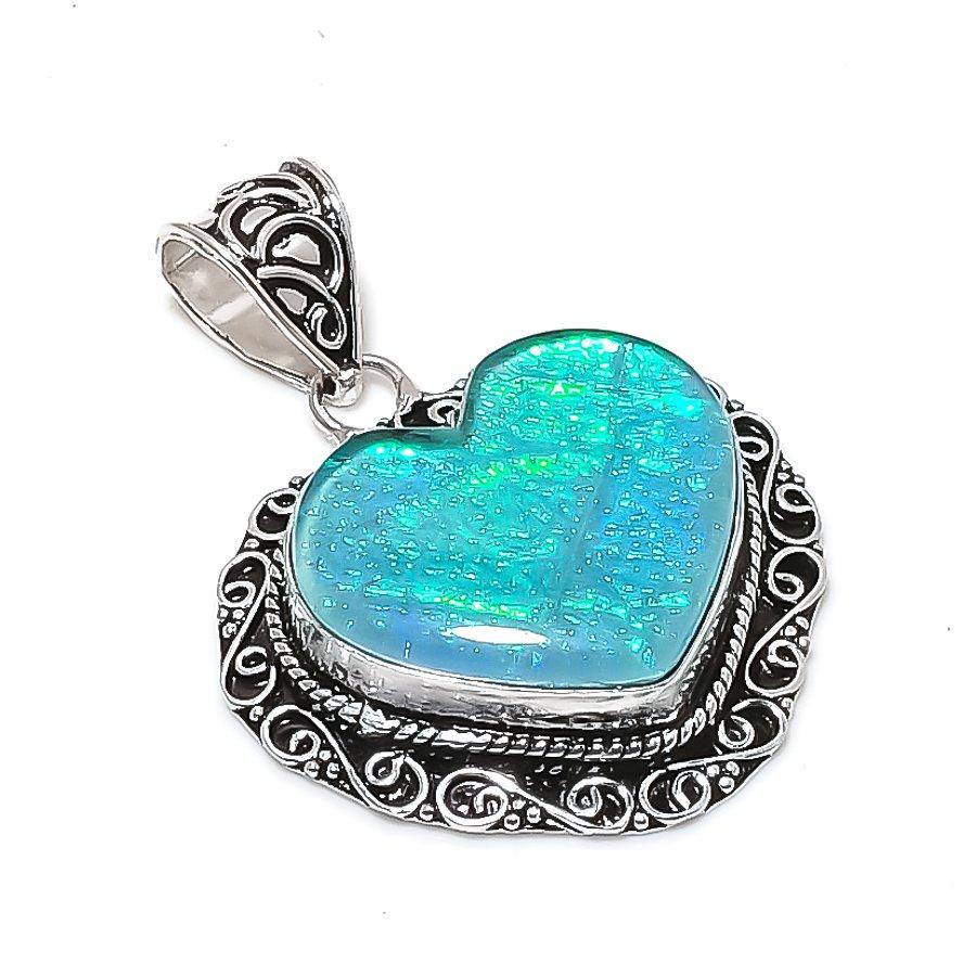 Natural Blue Triplet Opal Gemstone 925 Sterling Silver Pendant 1.81  ETC-14034