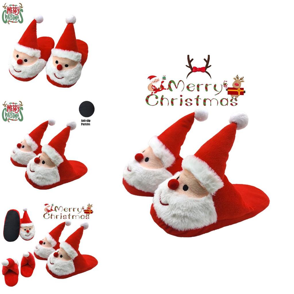 Christmas-themed Fuzzy Slippers For Kids And Women With Memory Foam And Anti-slip Sole