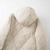 Men's Hooded Cotton Jacket with Mulberry Silk, Diamond Pattern, Winter Casual Outerwear.