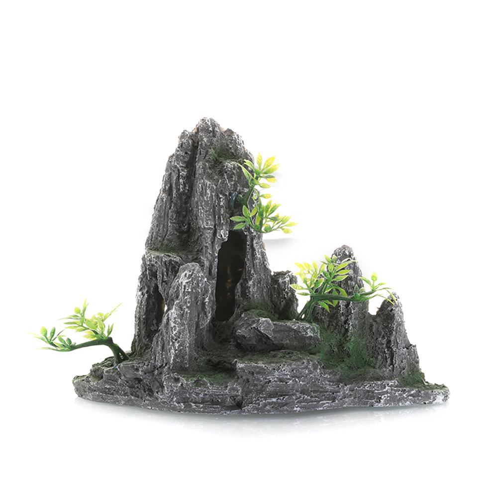 Aquarium Decoration Simulation Rockery Fish Tank Landscaping Stone Ornament Artificial Resin Mountain Fish Hiding Cave Stone Decor