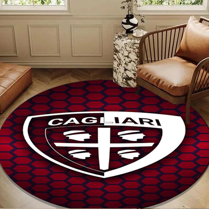 1PC Football Cagliari Design Round Rug for Livingroom,Bedroom, Palyroom, Chair Rug, Area rug, Circle Carpet, Large Size Fan Christmas gift