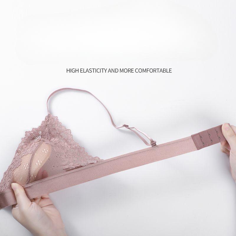Sexy French Ultra-thin Bra Transparent Hollowed-out Hot Backless Anti-protrusion Rabbit Cup Lace Underwear