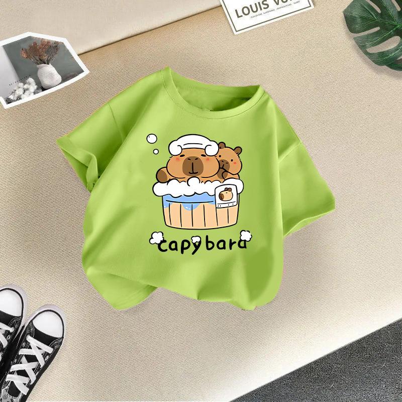 Children's Casual Short-sleeved T-shirt, Summer Boys' And Girls' Cute Capri Blouse