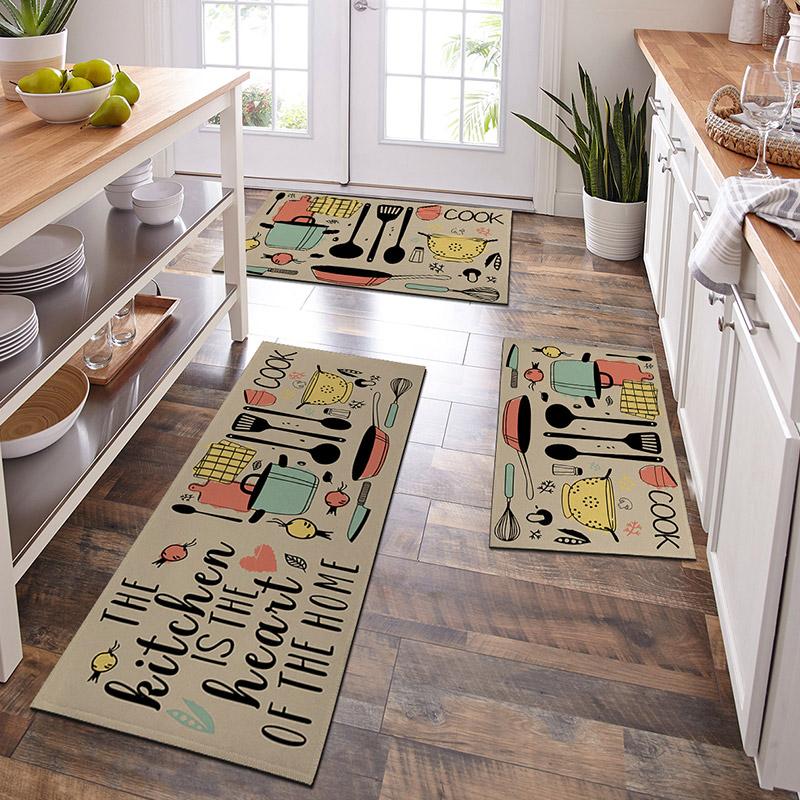 

1PC, cartoon knife and fork kitchen waterproof door carpet mat, kitchen mat, can wash home decoration carpet mat 40CMx60CM
