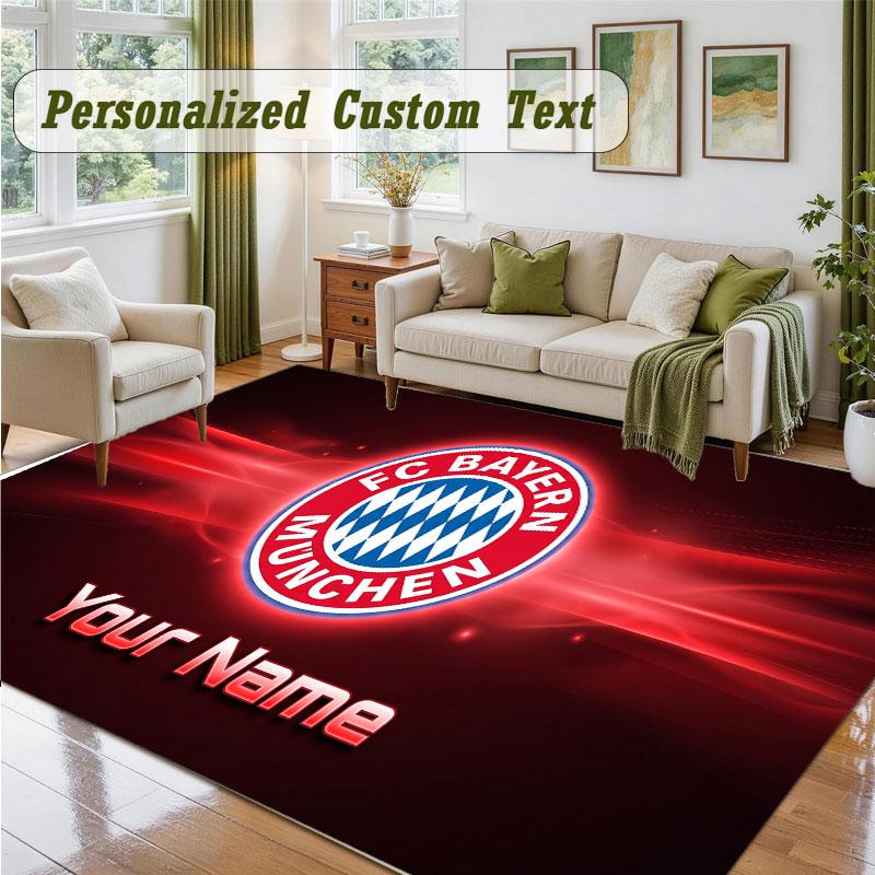Crystal Velvet Square Rug Custom NameBayern Munich Pattern Non Slip Home Floor Decor Rug