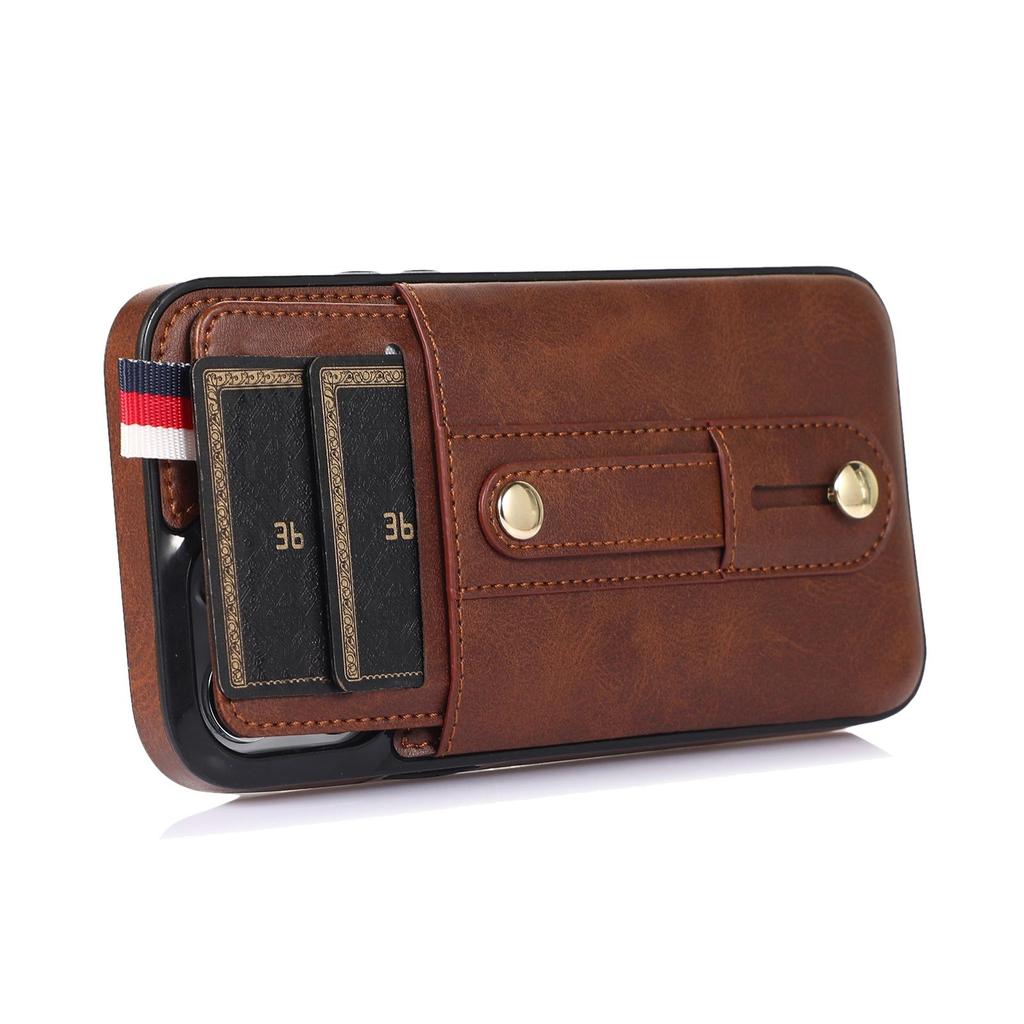 Leather Wallet Case with Wrist Strap and Sliding Card Slot for iPhone 15 14 13 12 11 Pro Max XS MAX XR Samsung S23 S22 S21 Ultra Plus A14 A13 A53 A54