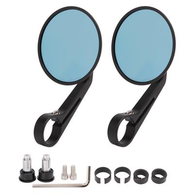 1 Paar Motorrad Rückspiegel Aluminiumlegierung Blau Konvex Seiten Lenkerspiegel Für 17‑19mm