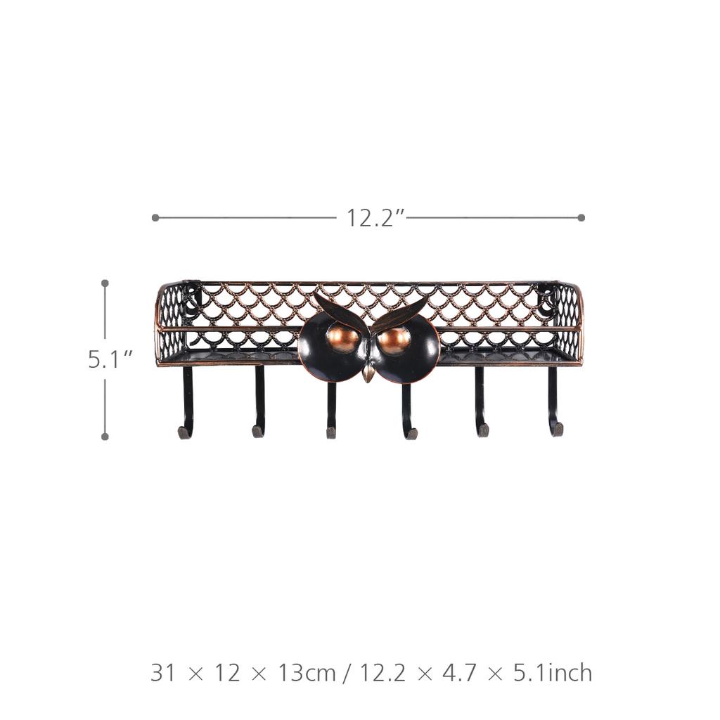 Multifunctional Wall Mounted Owl Spice Shelf with Hooks Iron Spice Rack Space Saving Storage