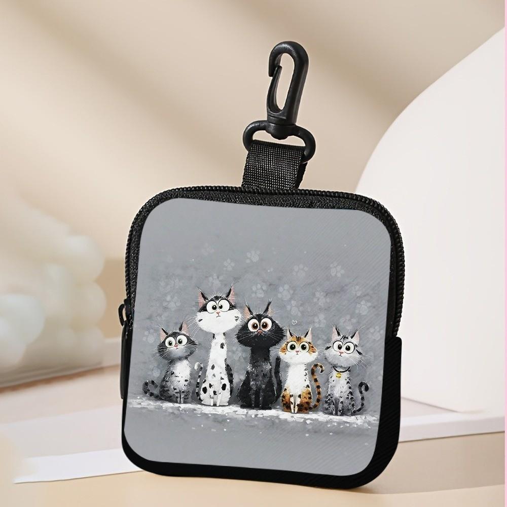 NEW Mini Cute Cat Coin Purse Water-resistant PVC Zippered Wallet Lightweight Portable Storage Bag Friends Gift