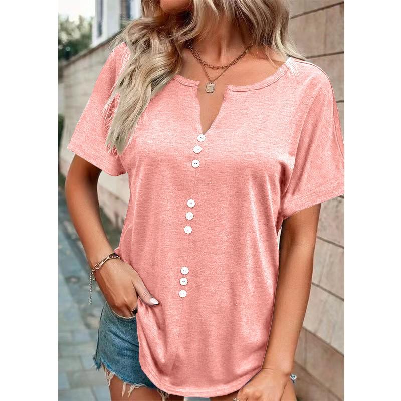 European & American Plus Size Women's Solid Color Multi-Twist Short Sleeve Tops - 2023 Spring/Summer Collection