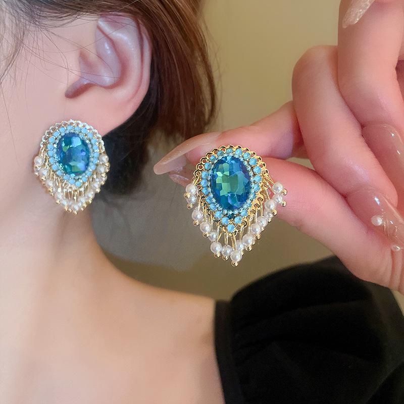 Retro Strass Faux Perle Tropfen Quastenohrringe - Französischer Hofstil, High-End Luxus für Frauen