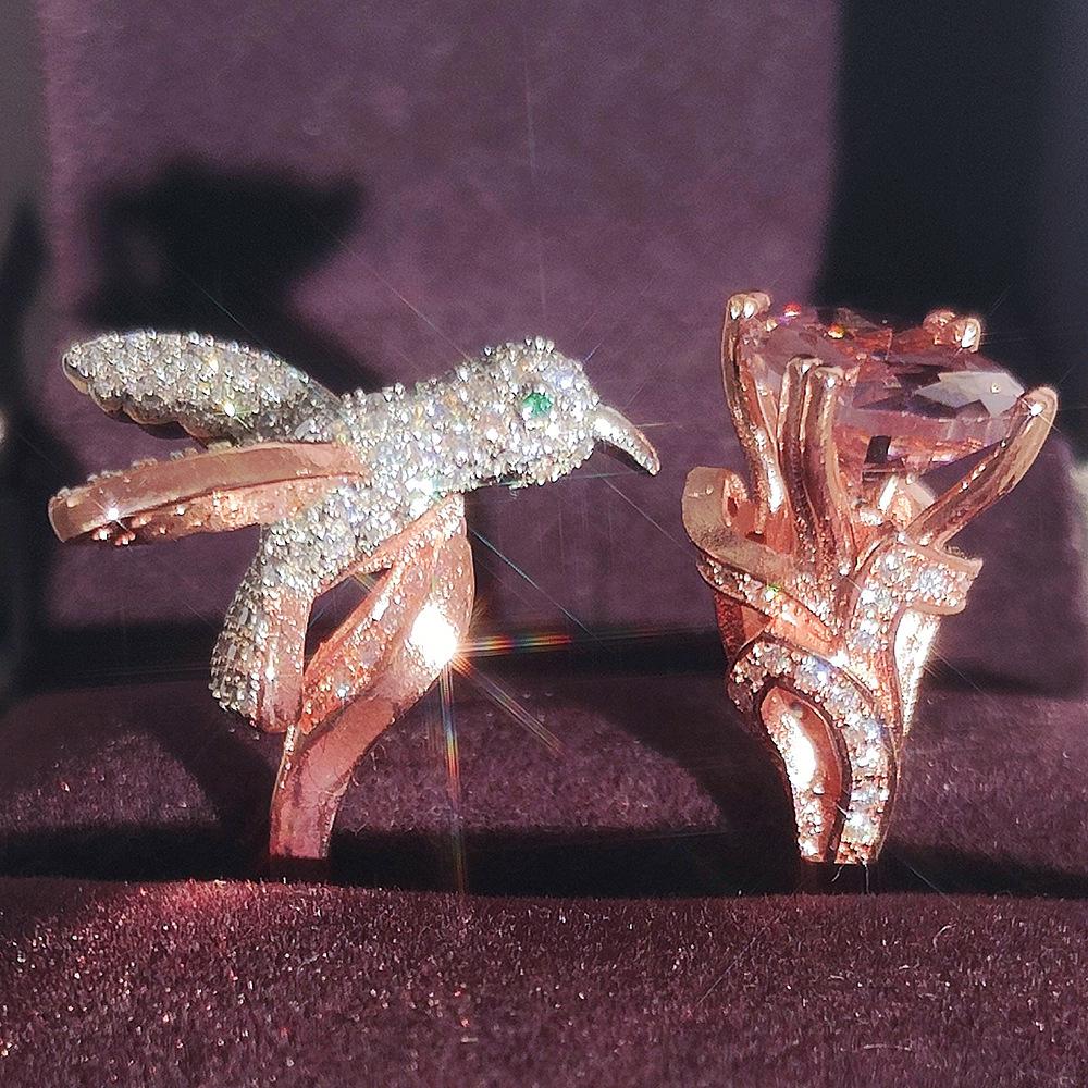 SHEIN Hummingbird Luxury Adjustable Open Ring for Women - Style R8132