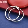 925 Sterling Silver Faceted Large Hoop Earrings - Exquisite Evening Jewelry