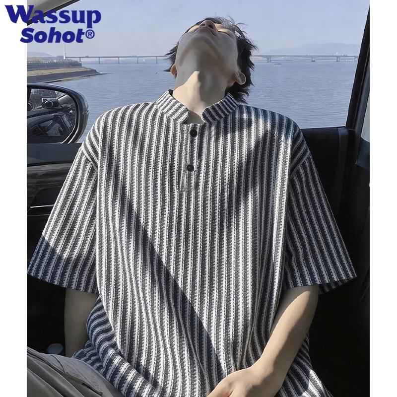 Wassup Sohot Men s Fishbone Henley Short Sleeve T-Shirt XL